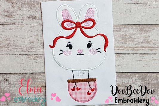 Bunny with Bow Balloon - Applique