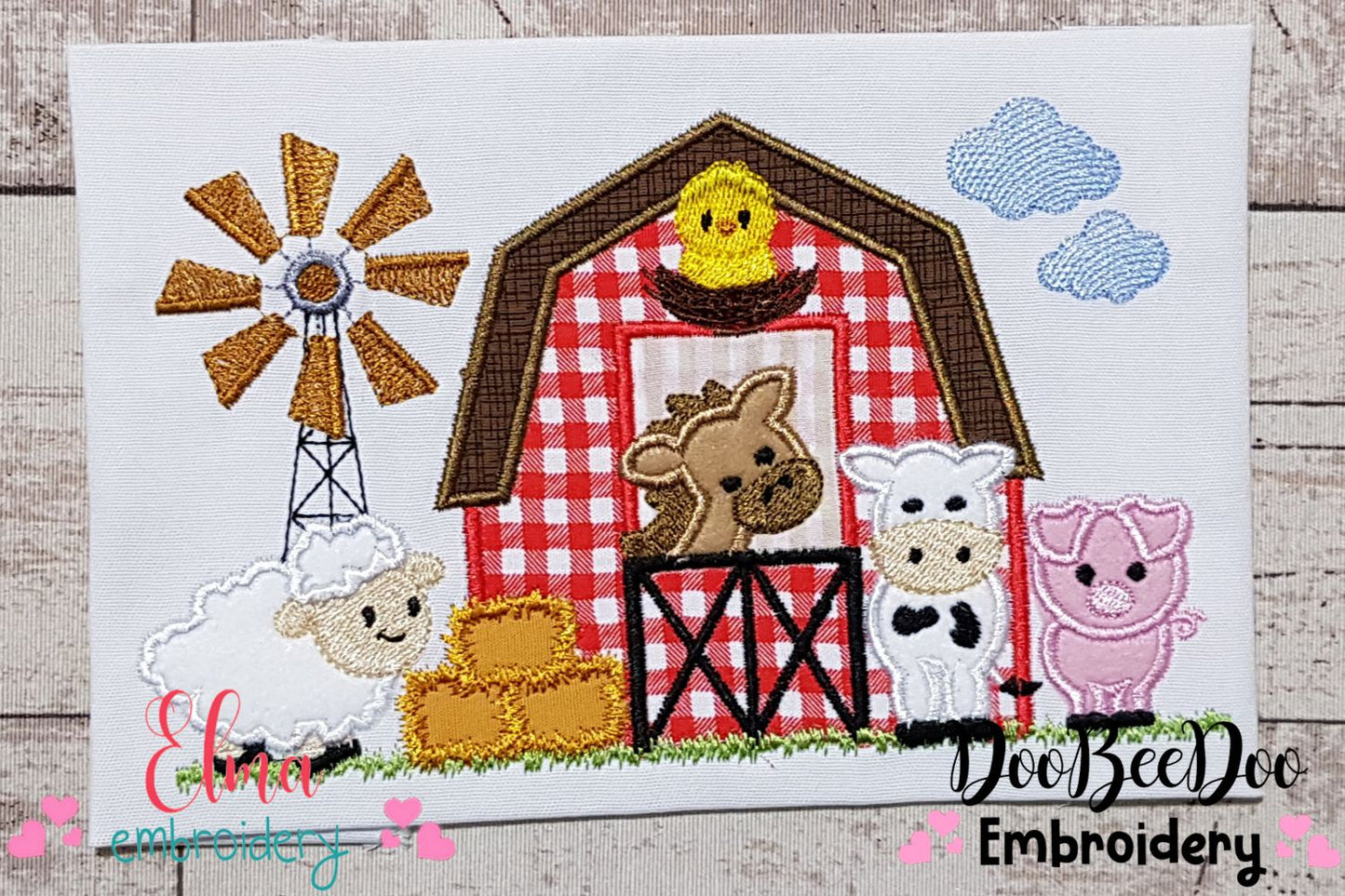 Farm Animals, Barn and Windmill - Applique