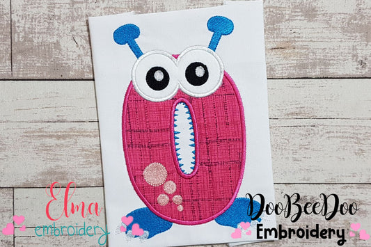 Monster Birthday Number 0 - Applique
