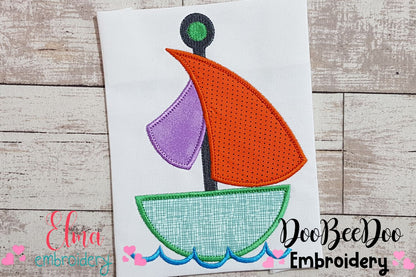 Sail Boat Orange and Purple - Applique