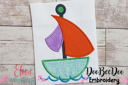 Sail Boat Orange and Purple - Applique