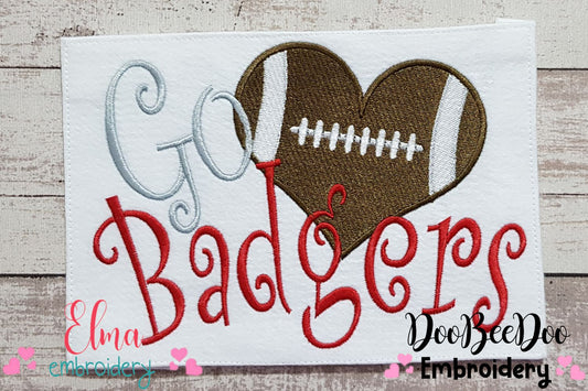 Football Go Badgers - Fill Stitch