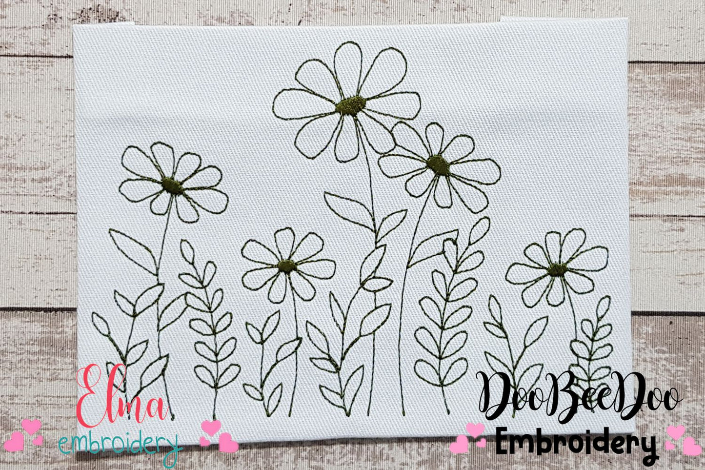 Cute Daisies - Redwork Embroidery