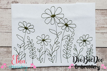 Cute Daisies - Redwork Embroidery