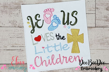 Jesus Loves the Little Children - Fill Stitch - Machine Embroidery Design