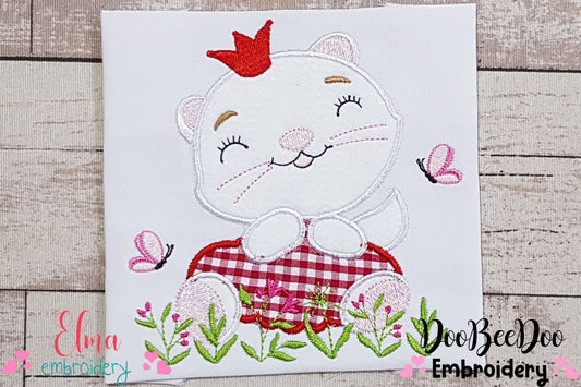 Princess Cat - Applique - Machine Embroidery Design