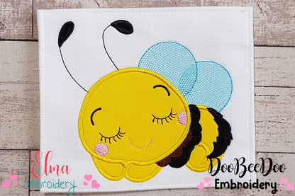 Little Bee Sleeping - Applique - Machine Embroidery Design