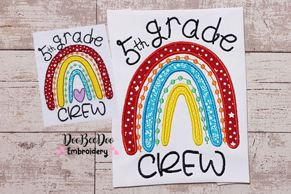 Rainbow 5th Grade Crew - Satin and Bean Stitch Applique - Set of 2 designs