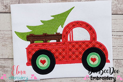 Christmas Truck with Tree - Applique Embroidery