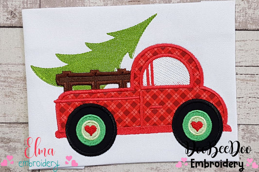 Christmas Truck with Tree - Applique Embroidery