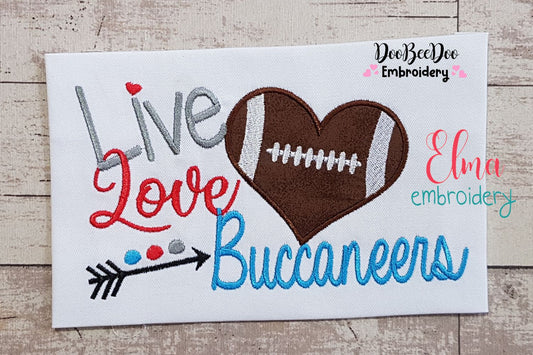 Football Live Love Buccaneers - Applique