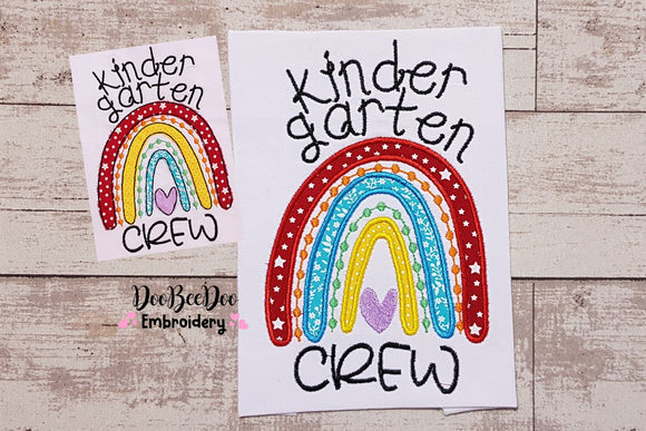 Rainbow Kindergarten Crew - Satin and Bean Stitch Applique - Set of 2 designs