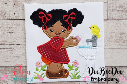 Girl Washing Hands - Applique