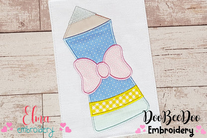 Pencil with Bow - Applique