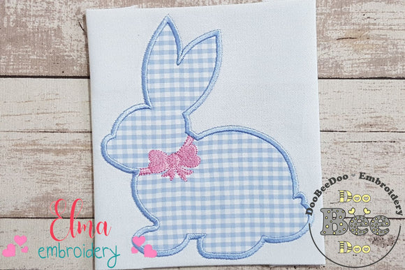 Easter Bunny with Bow Silhouette - Applique Embroidery
