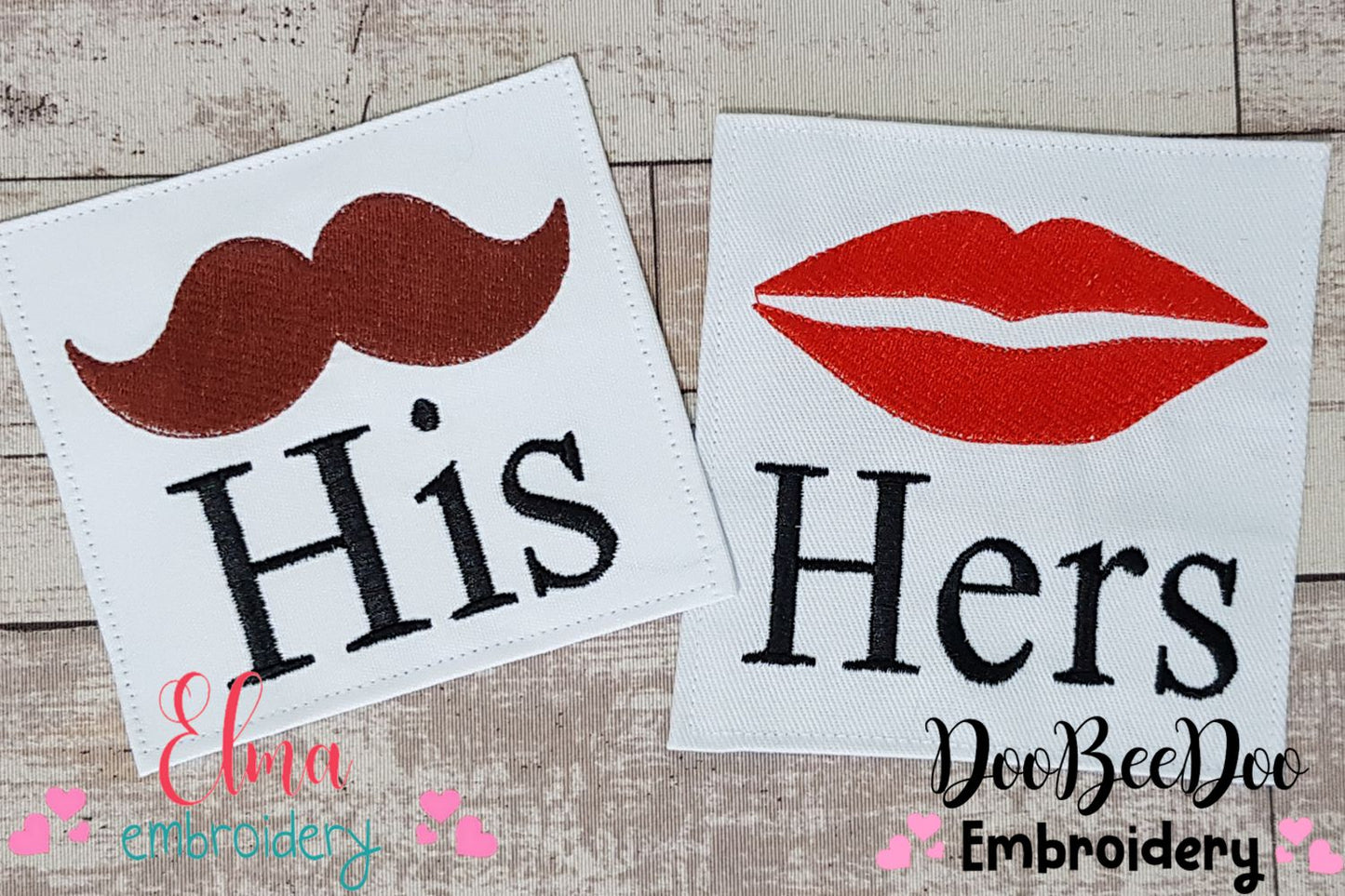 His & Hers - Set of 2 designs - Fill Stitch