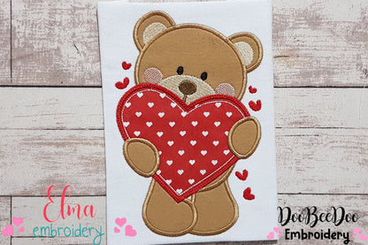 Bear with Heart - Aplique Embroidery