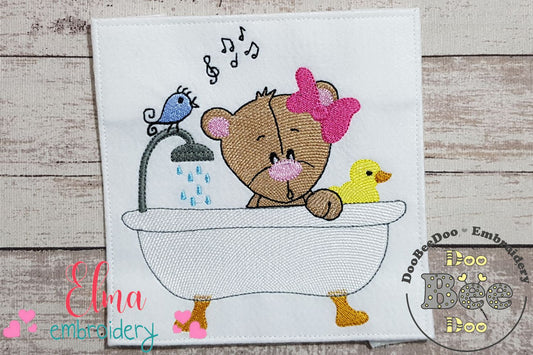Bear Girl in the Bathtub - Fill Stitch