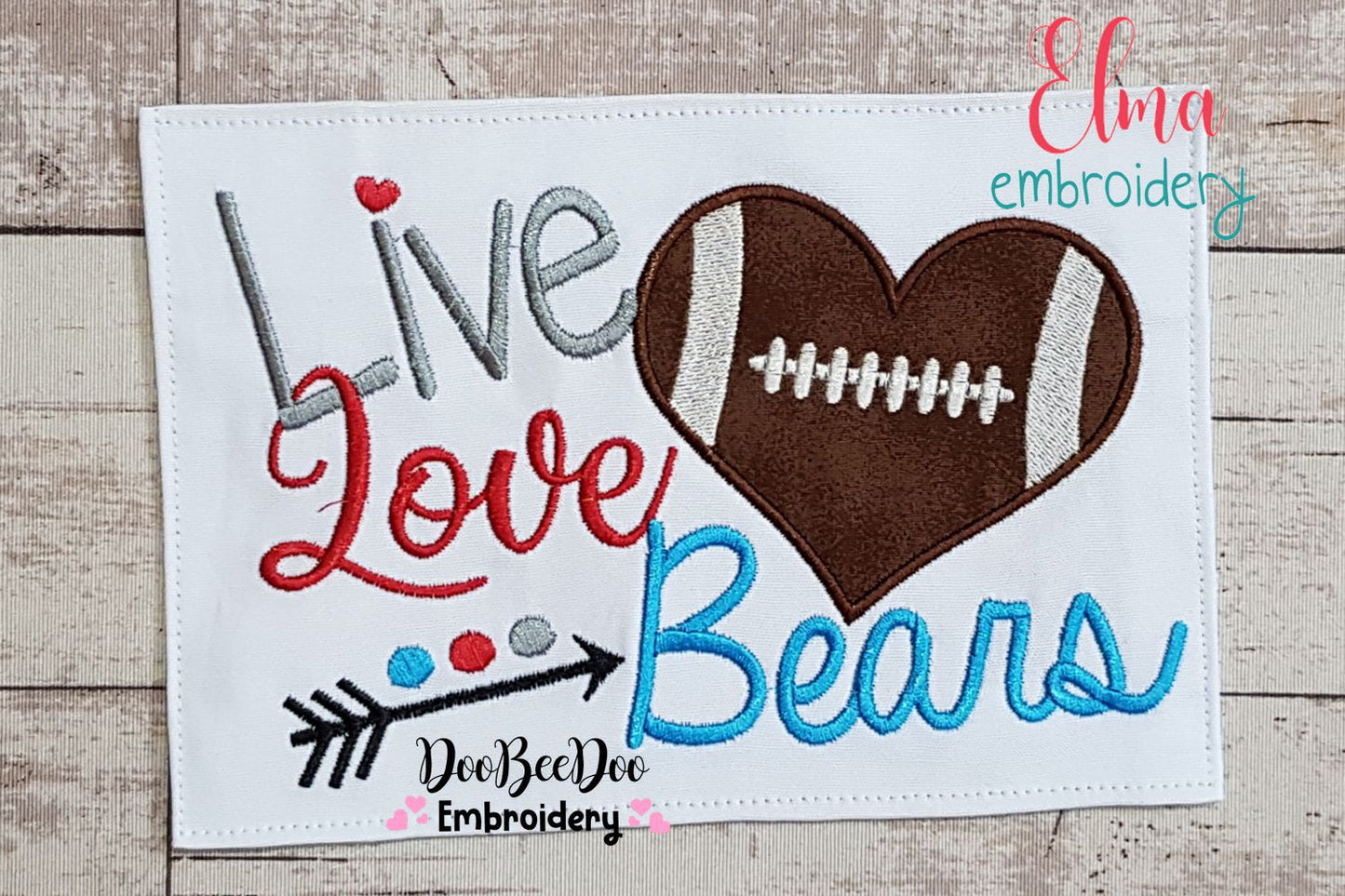 Football Live Love Bears - Applique