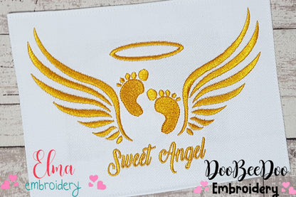 Sweet Angel Baby Feet and Wing - Fill Stitch