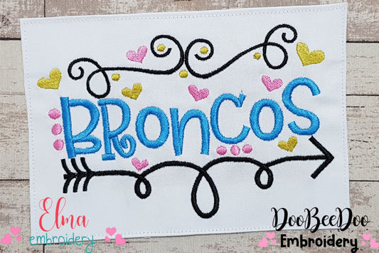 Broncos Fun Arrows and Hearts - Fill Stitch