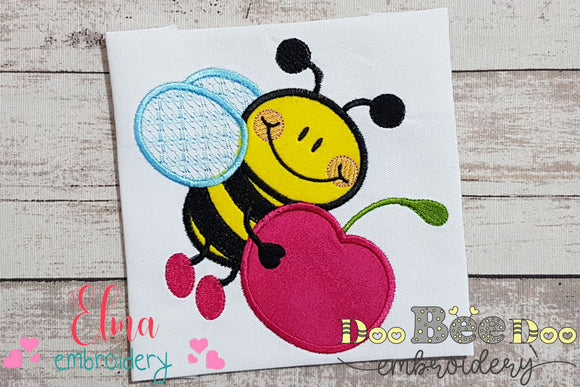 Bee Carrying a Cherry - Applique