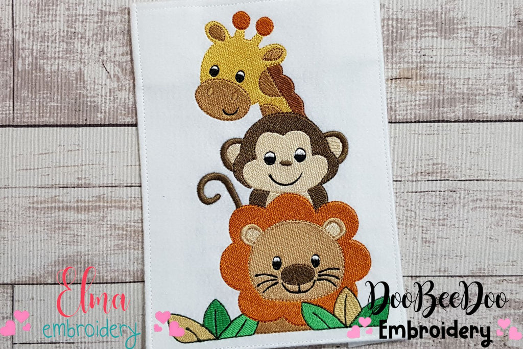 Animals Safari, Lion, Giraffe, Monkey - Fill Stitch