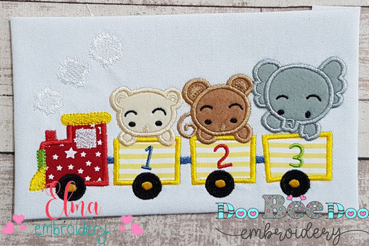 Safari Animals Train - Applique