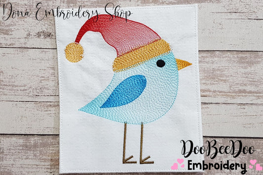 Christmas Bird with Santa's Hat - Rippled