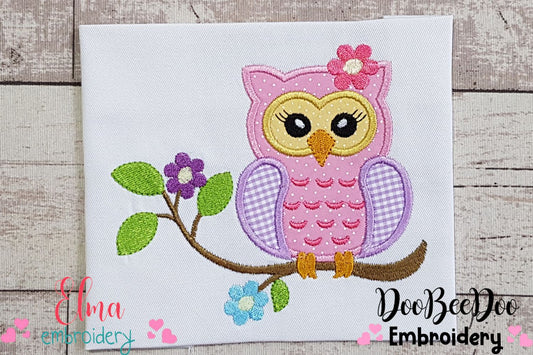 Owl Girl on a Branch - Applique