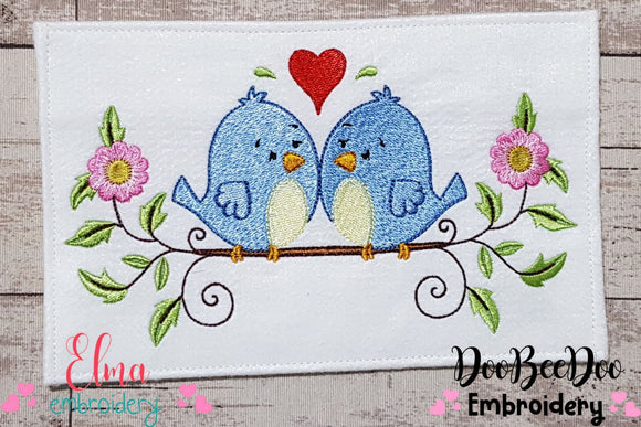 Two Little Birds in Love - Fill Stitch