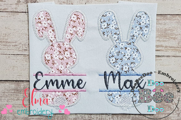 Two Split Bunnies - Applique - Machine Embroidery Design