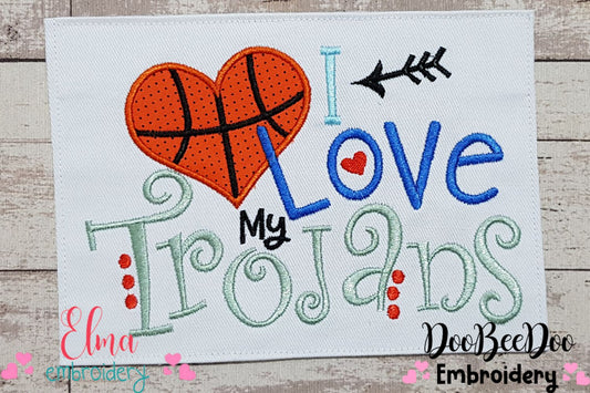 I Love My Trojans - Basketball - Applique
