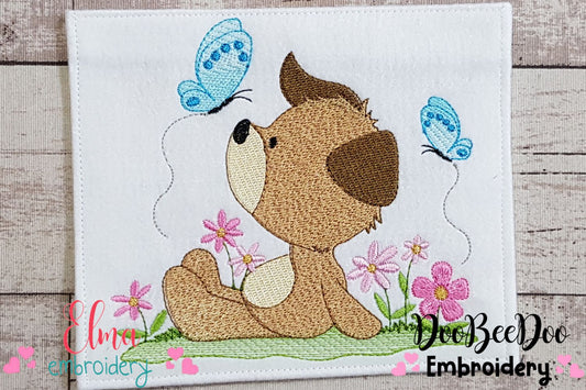 Puppy and Butterflies - Fill Stitch