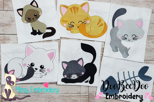 Kitty Cats - Set of 6 designs - Fill Stitch