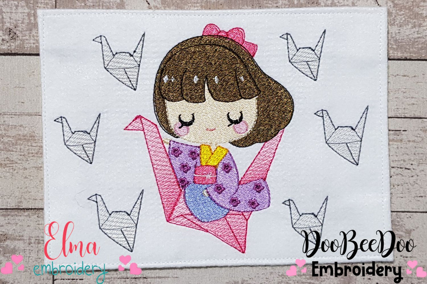 Girl with Origamis - Fill Stitch