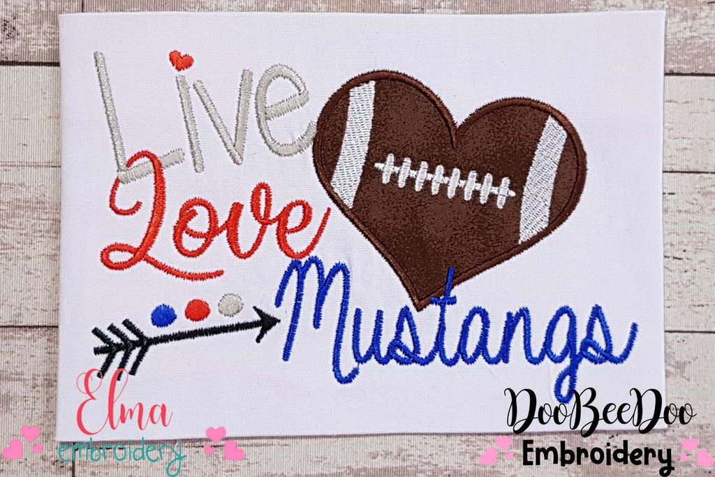 Football Live Love Mustangs - Applique