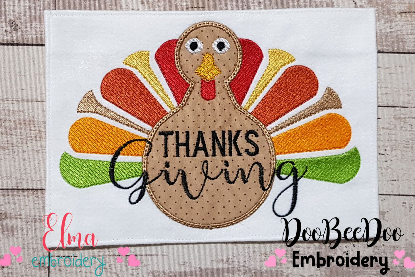 Colorful Thanksgiving Turkey - Applique - Machine Embroidery Design