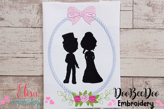 Groom and Bride Wedding Frame - Applique Embroidery