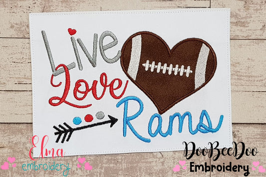 Football Live Love Rams - Applique