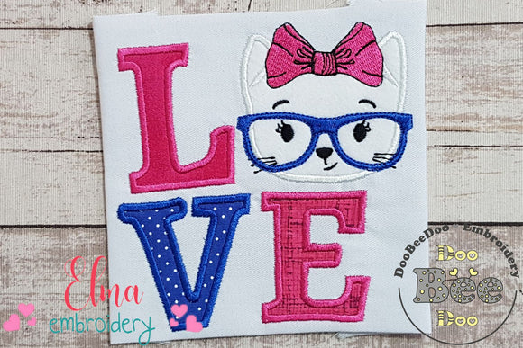 Love Kitty Girl - Applique Embroidery