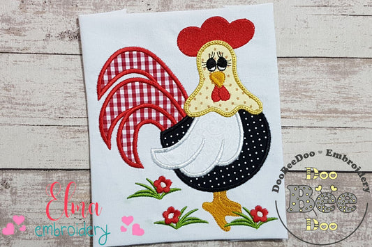 Chicken and Flowers - Applique