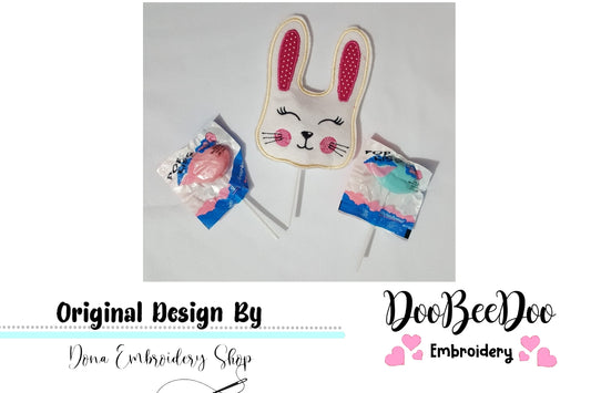 Bunny Girl Sucker Topper - ITH Project - Machine Embroidery Design