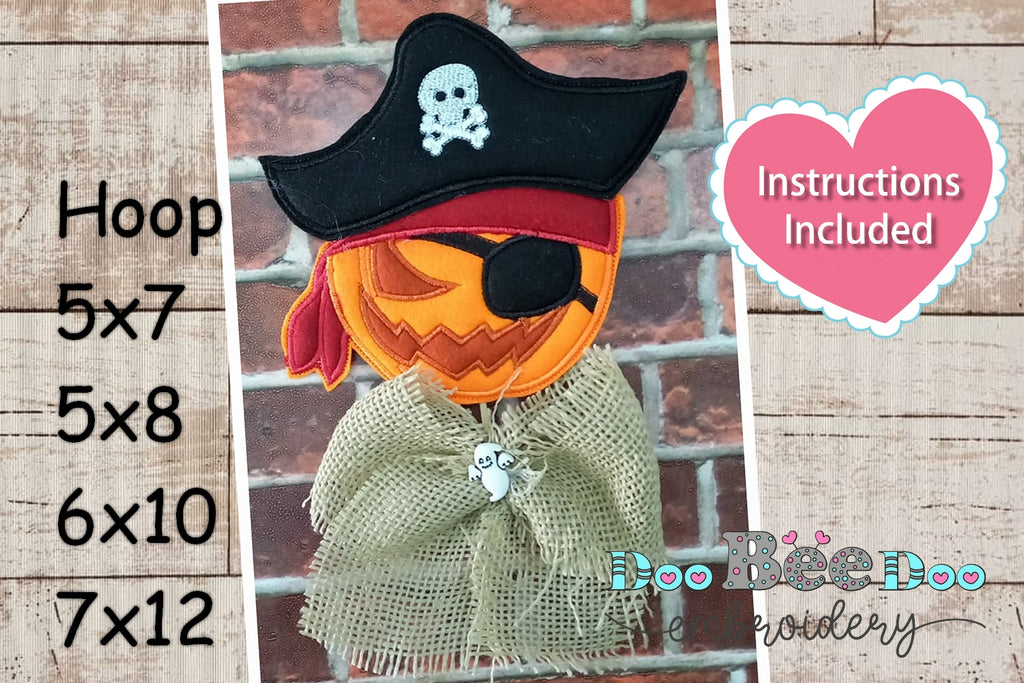 Pirate Pumpkin for Halloween - ITH Project - Machine Embroidery Design