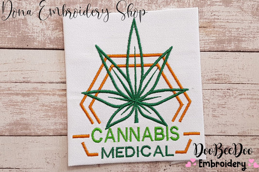 Cannabis Medical & Leaf 🌿 – Fill Stitch – Machine Embroidery Design
