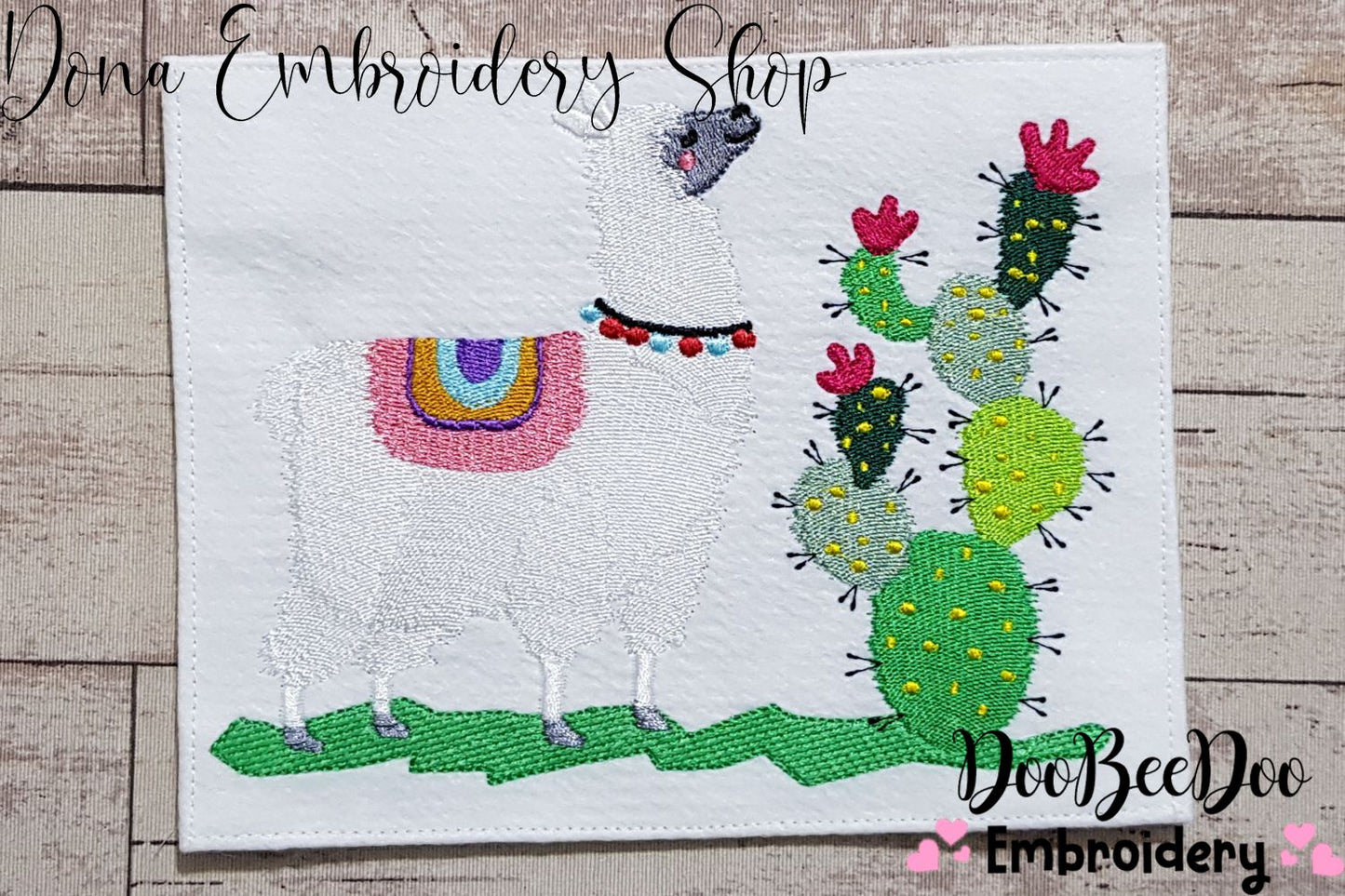 Cute Llama and Cactus - Fill Stitch