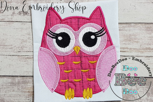 Owl with Big Eyelashes - Applique - Machine Embroidery Design