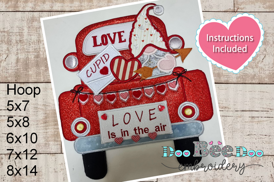 Gnome Cupid in the Love Car - ITH Project - Machine Embroidery Design