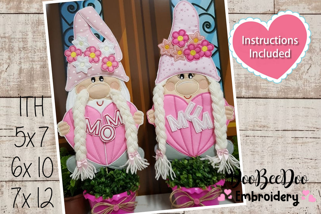 Gnomes MOM/MUM Ornament - ITH Project - Machine Embroidery Design