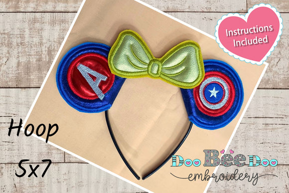 Mouse Ears Captain America Headband - ITH Project - Machine Embroidery Design
